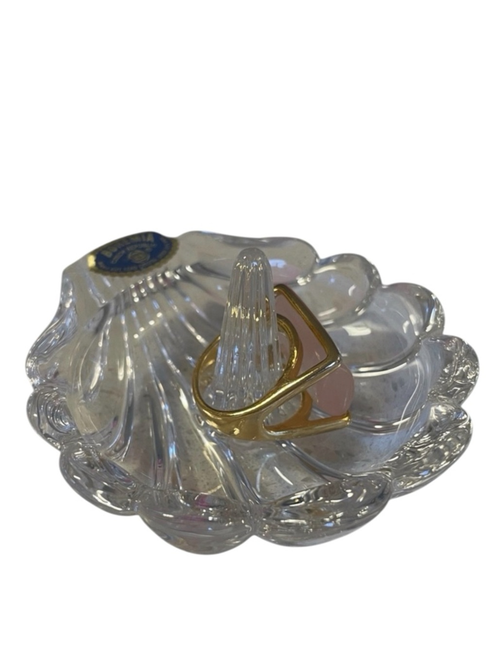 Bohemia Crystal Ring Holder. Shell Shaped. From Czech Republic. New!